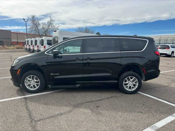Black Chrysler Pacifica with BraunAbility Side Entry Automatic Fold Out conversion