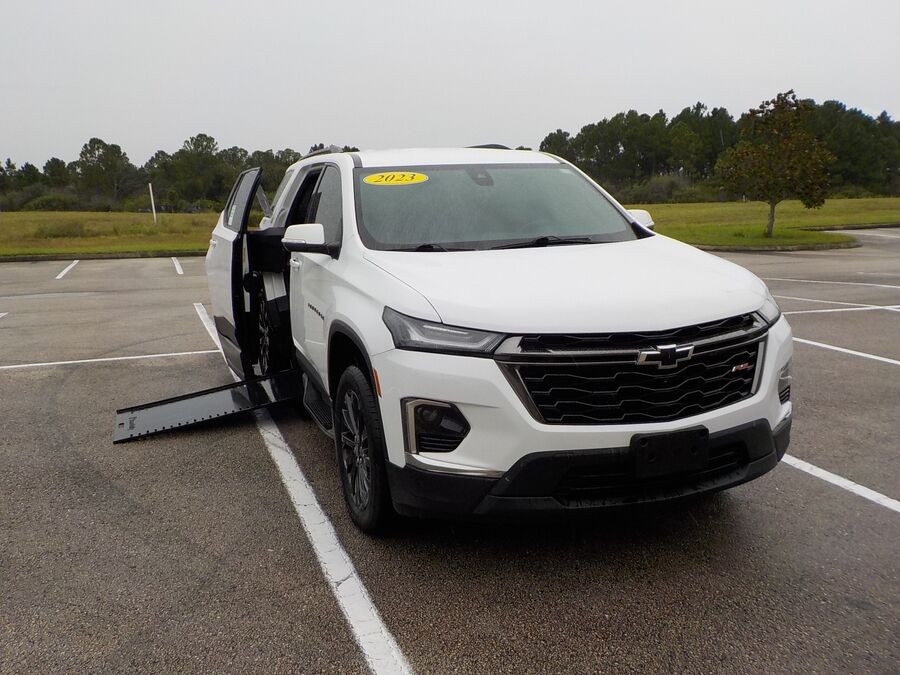 White Chevrolet Traverse with BraunAbility Side Entry Automatic In Floor conversion