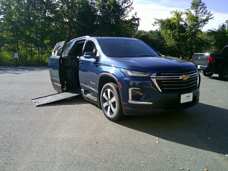 Blue Chevrolet Traverse with BraunAbility Side Entry Automatic In Floor conversion