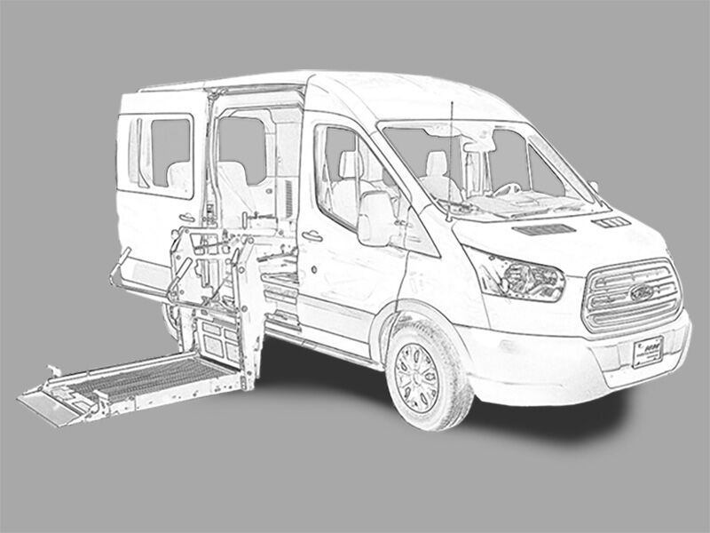 White Ford Transit with Driverge Side Entry Automatic Fold Out conversion