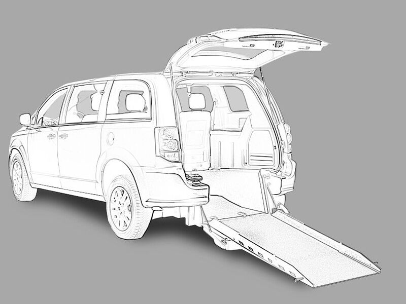 White Chrysler Pacifica with FR Conversions Rear Entry Manual Fold Out conversion