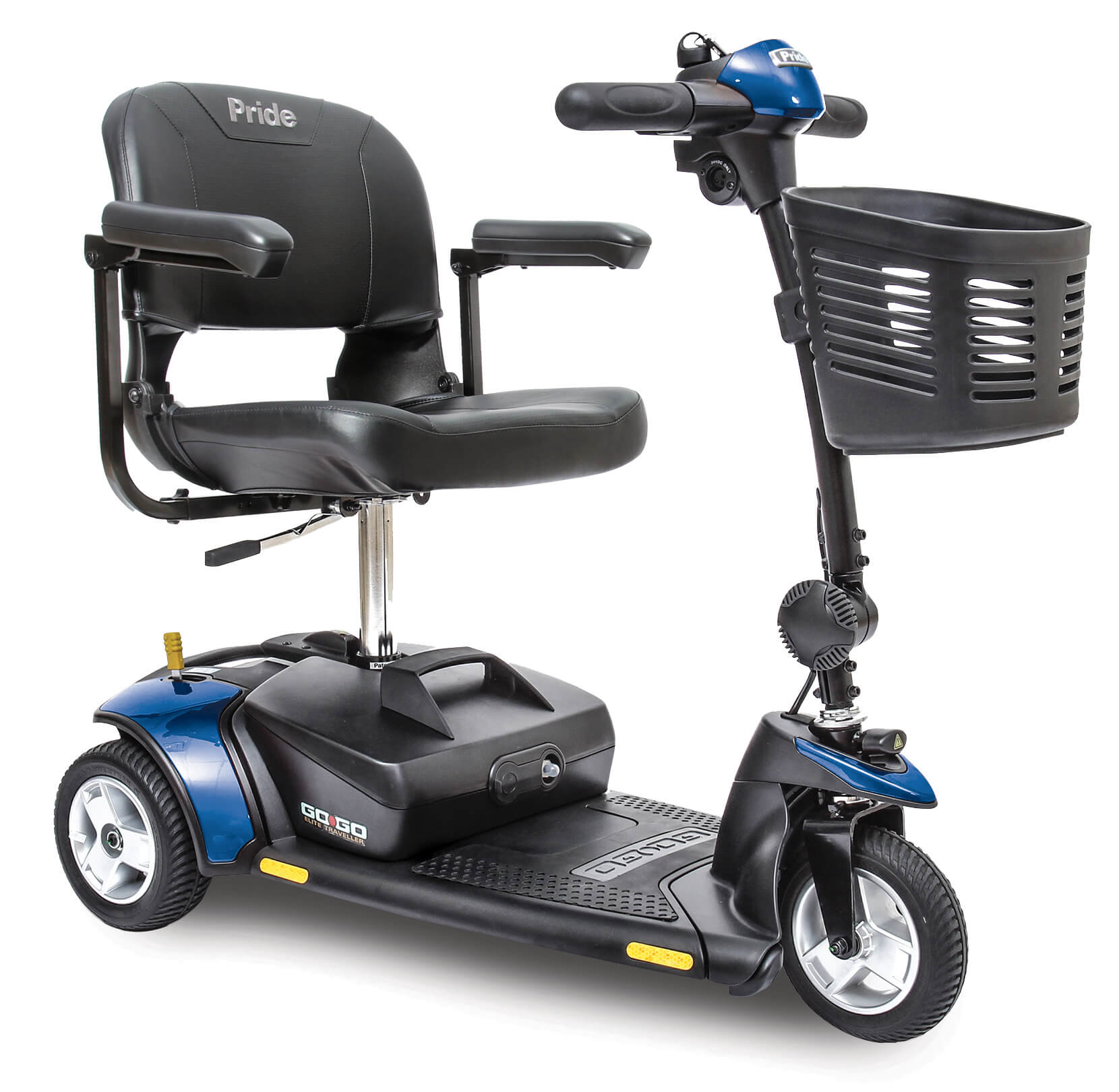 Blue GoGo Elite Traveler 3 wheel scooter