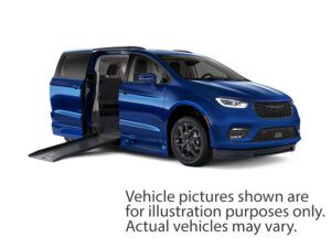 White Chrysler Pacifica with BraunAbility Side Entry Automatic Fold Out conversion