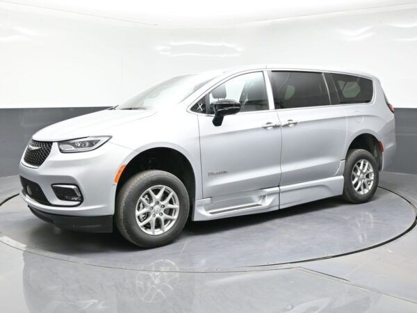Silver Chrysler Pacifica with BraunAbility Side Entry Automatic Fold Out conversion