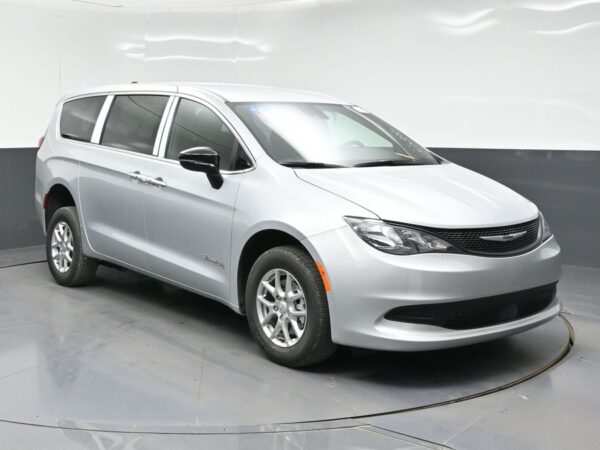 Silver Chrysler Voyager with BraunAbility Rear Entry Manual Fold Out conversion
