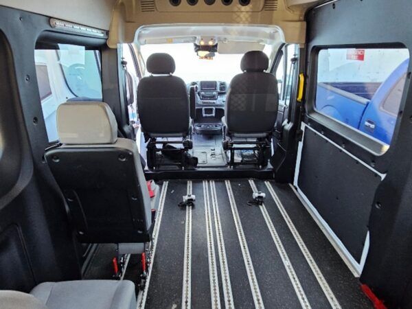 White Ram ProMaster with Driverge Rear Entry Automatic Fold Out conversion