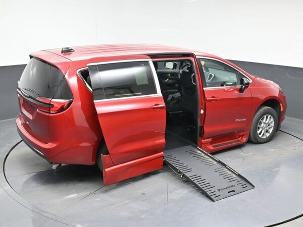 Red Chrysler Pacifica with BraunAbility Side Entry Automatic Fold Out conversion