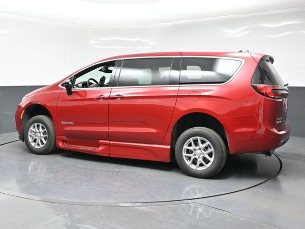 Red Chrysler Pacifica with BraunAbility Side Entry Automatic In Floor conversion