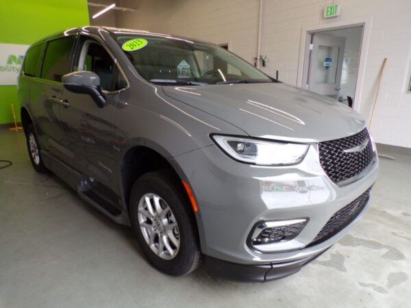 Grey Chrysler Pacifica with BraunAbility Side Entry Automatic Fold Out conversion