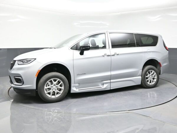 Silver Chrysler Pacifica with BraunAbility Side Entry Automatic Fold Out conversion