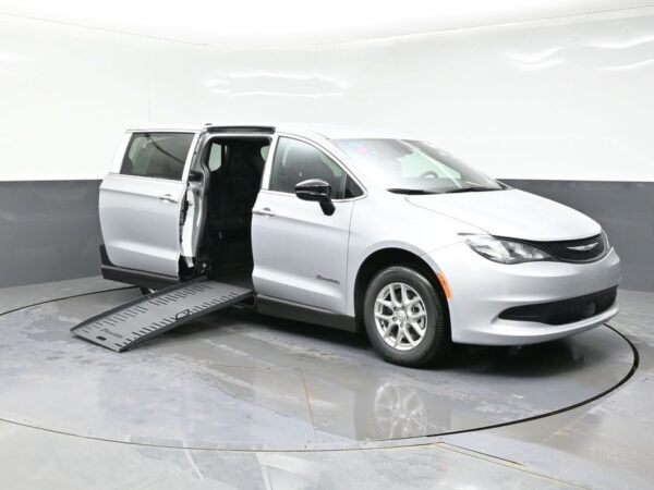 Silver Chrysler Voyager with BraunAbility Side Entry Manual Fold Out conversion