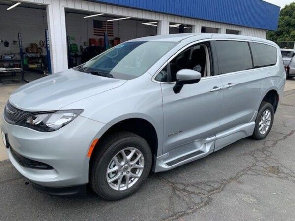 Silver Chrysler Voyager with BraunAbility Side Entry Automatic In Floor conversion